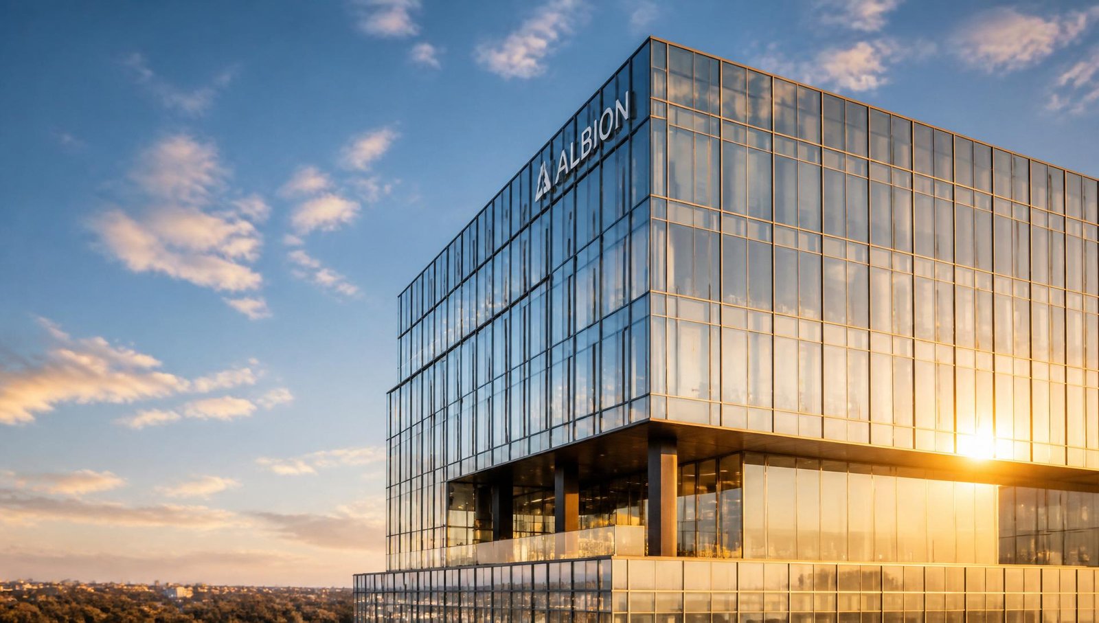 Modern corporate glass office building